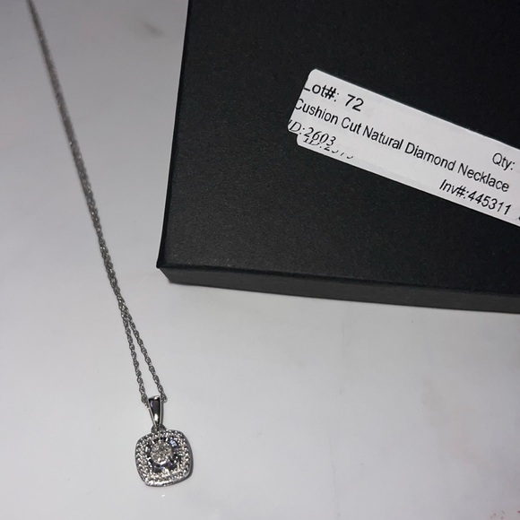 Cushion Cut Natural Diamond Necklace - Picture 2 of 4